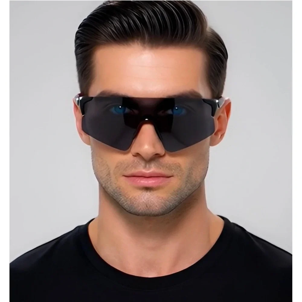 Mens Shield Sport Sunglasses Black Red Rimless Wraparound Activity UV400 Lentes‎